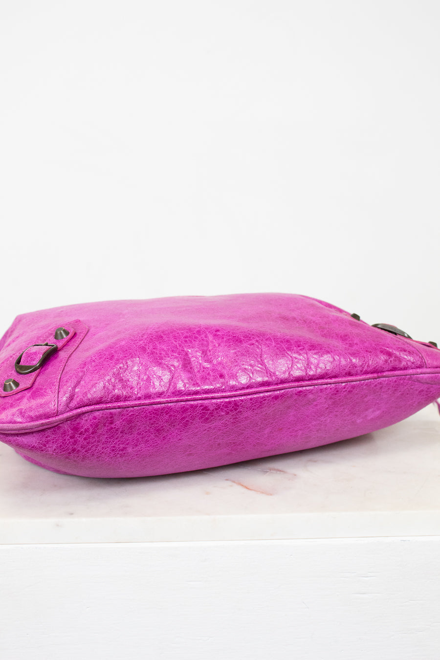 Pink handbag on a white background