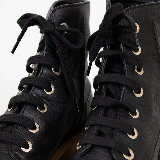 Laces on boot with white background
