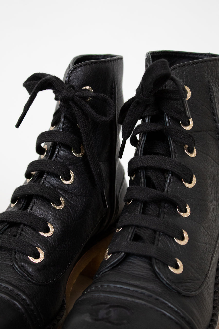 Laces on boot with white background