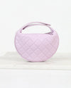 Quilted lavender handbag on a white background
