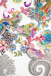 Colorful paisley pattern scarf on a white background