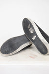Pair of black and gray sneakers with a zigzag pattern on a white background