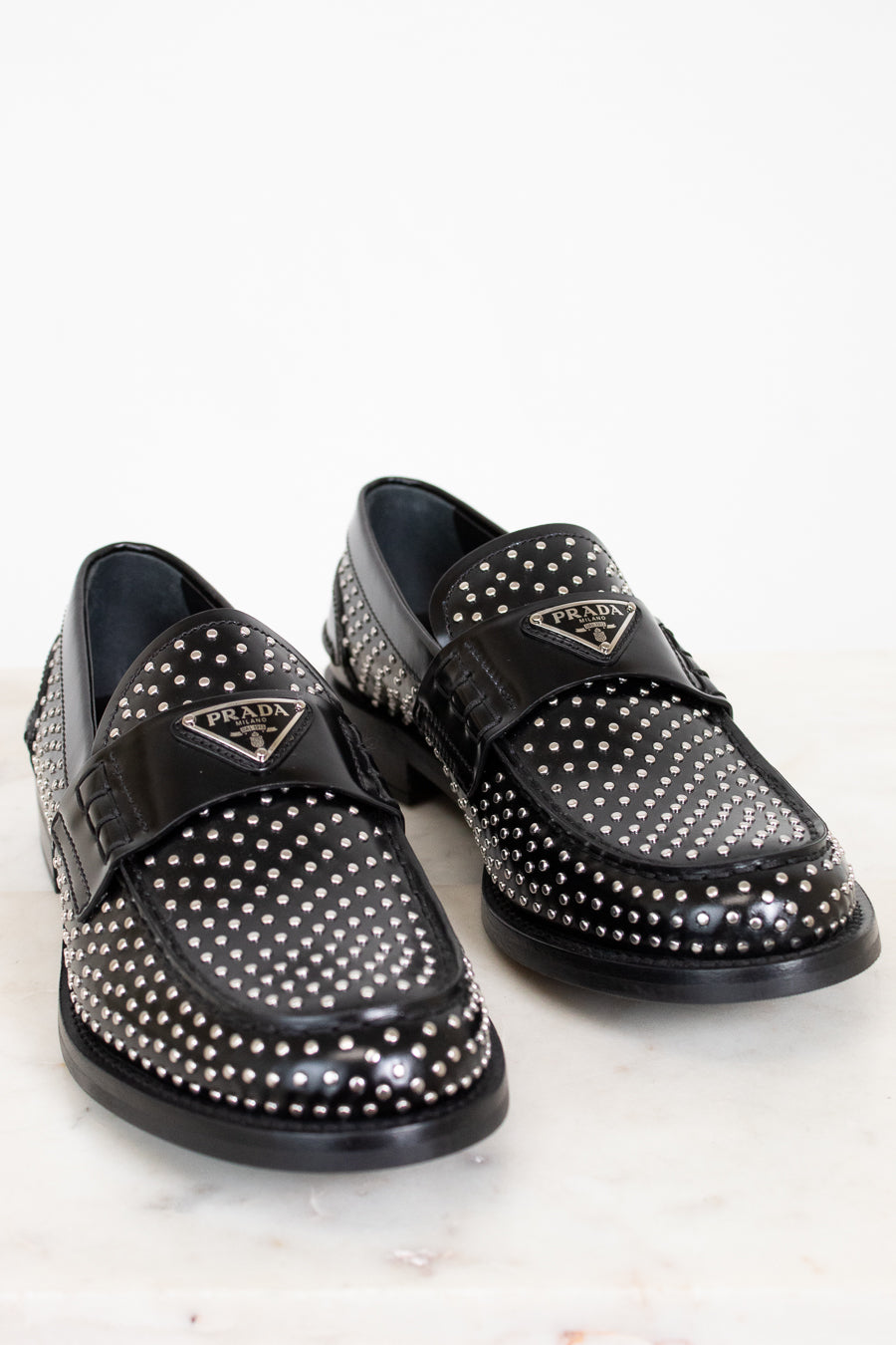 Prada Studded Spazzolato Loafer – Otra Vez Couture Consignment