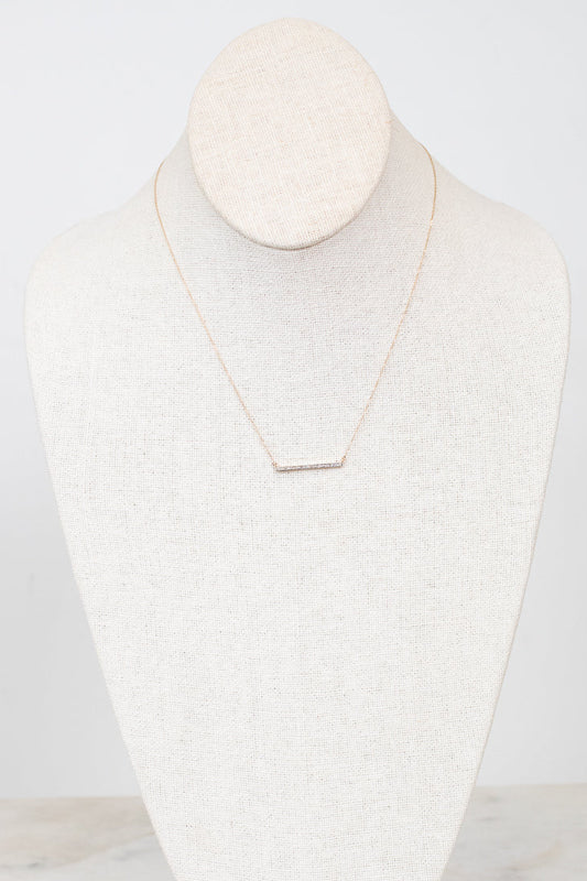 Dainty gold chain with diamond bar detail