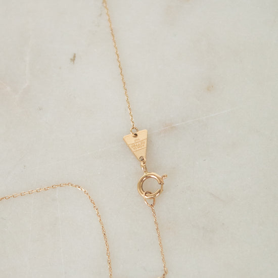 Close-up of gold closure on chain