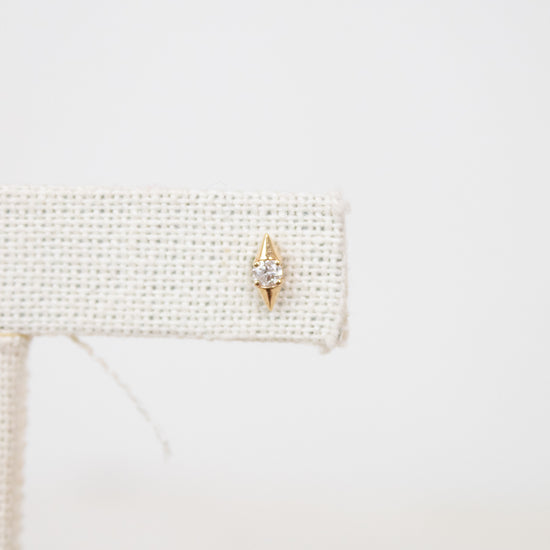 Gold with center diamond stud earrings