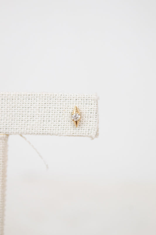 Gold with center diamond stud earrings