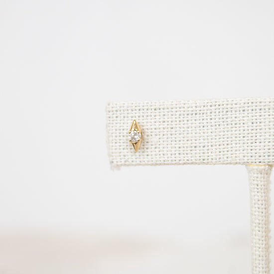 Gold with center diamond stud earrings