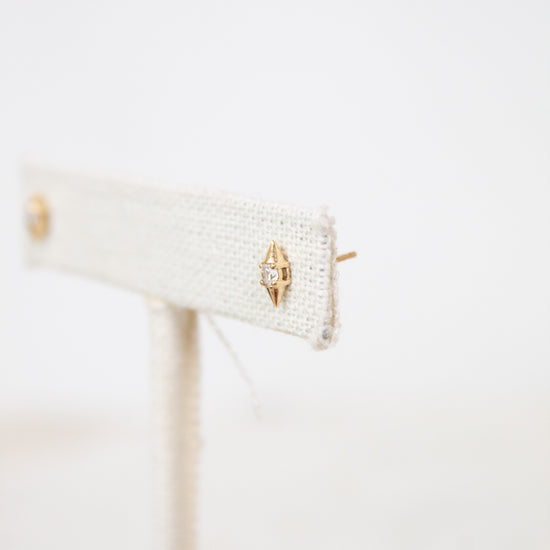 Gold with center diamond stud earrings