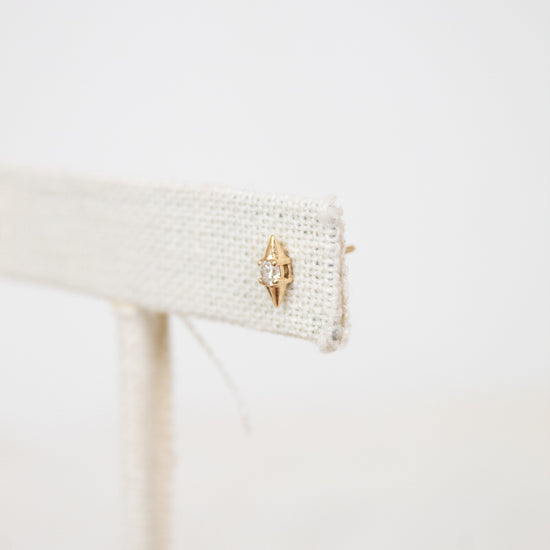 Gold with center diamond stud earrings