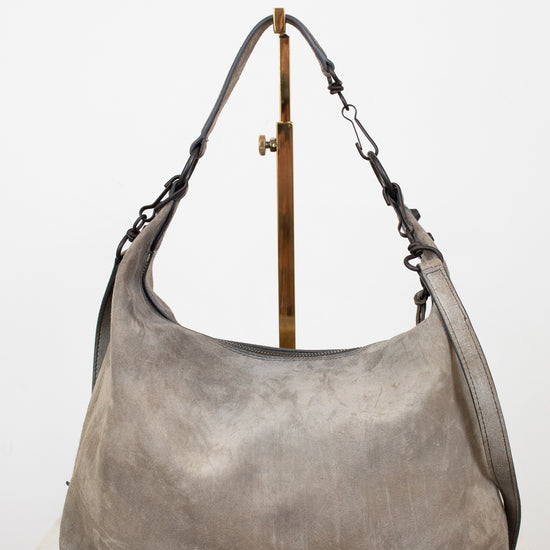 Gray shoulder bag on a white background