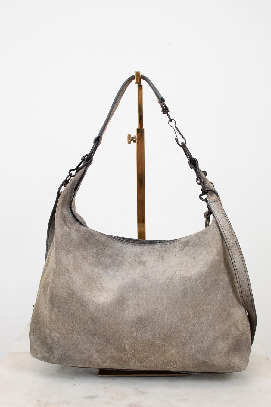 Gray shoulder bag on a white background