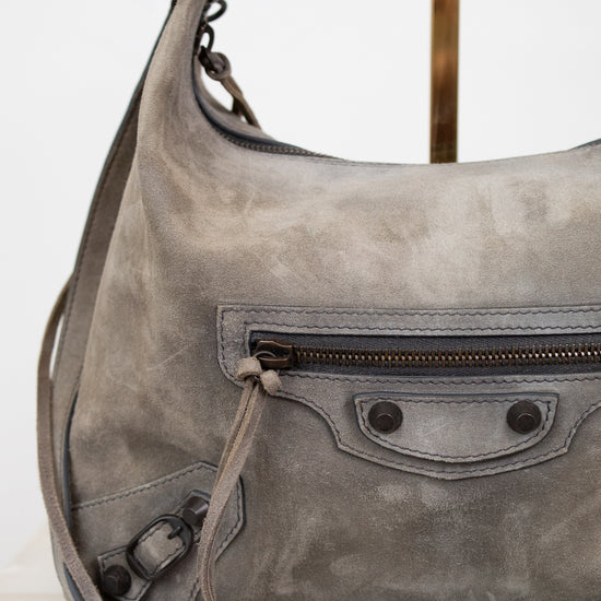 Gray shoulder bag on a white background