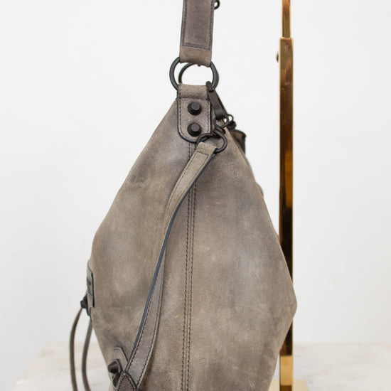 Gray shoulder bag on a white background