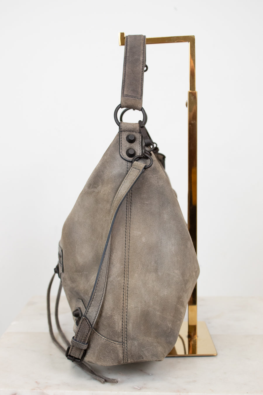 Gray shoulder bag on a white background