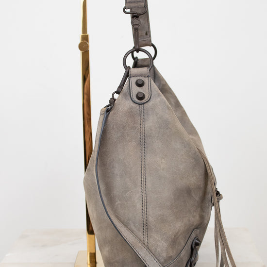 Gray shoulder bag on a white background