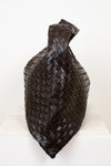 Brown Woven Oversized Tote Side View on White Background