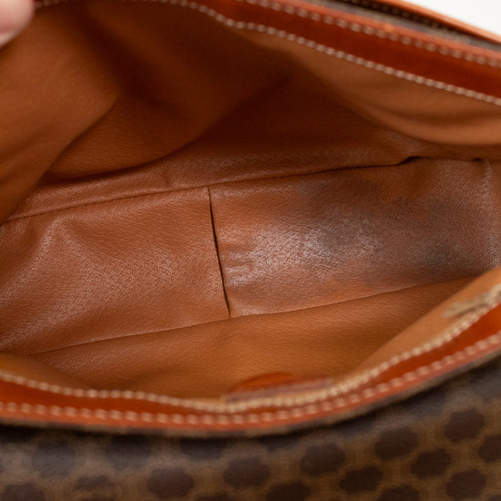 Close-up of a brown leather interior of bag