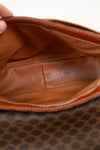 Close-up of a brown leather interior of bag