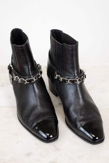 Chanel Chain and Leather Moto Boot