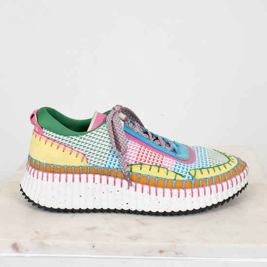 Colorful sneaker with a pattern on a white background
