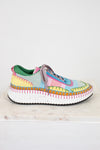 Colorful sneaker with a pattern on a white background