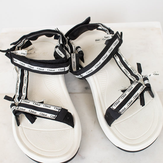 Black and white 'Chloe' sandals