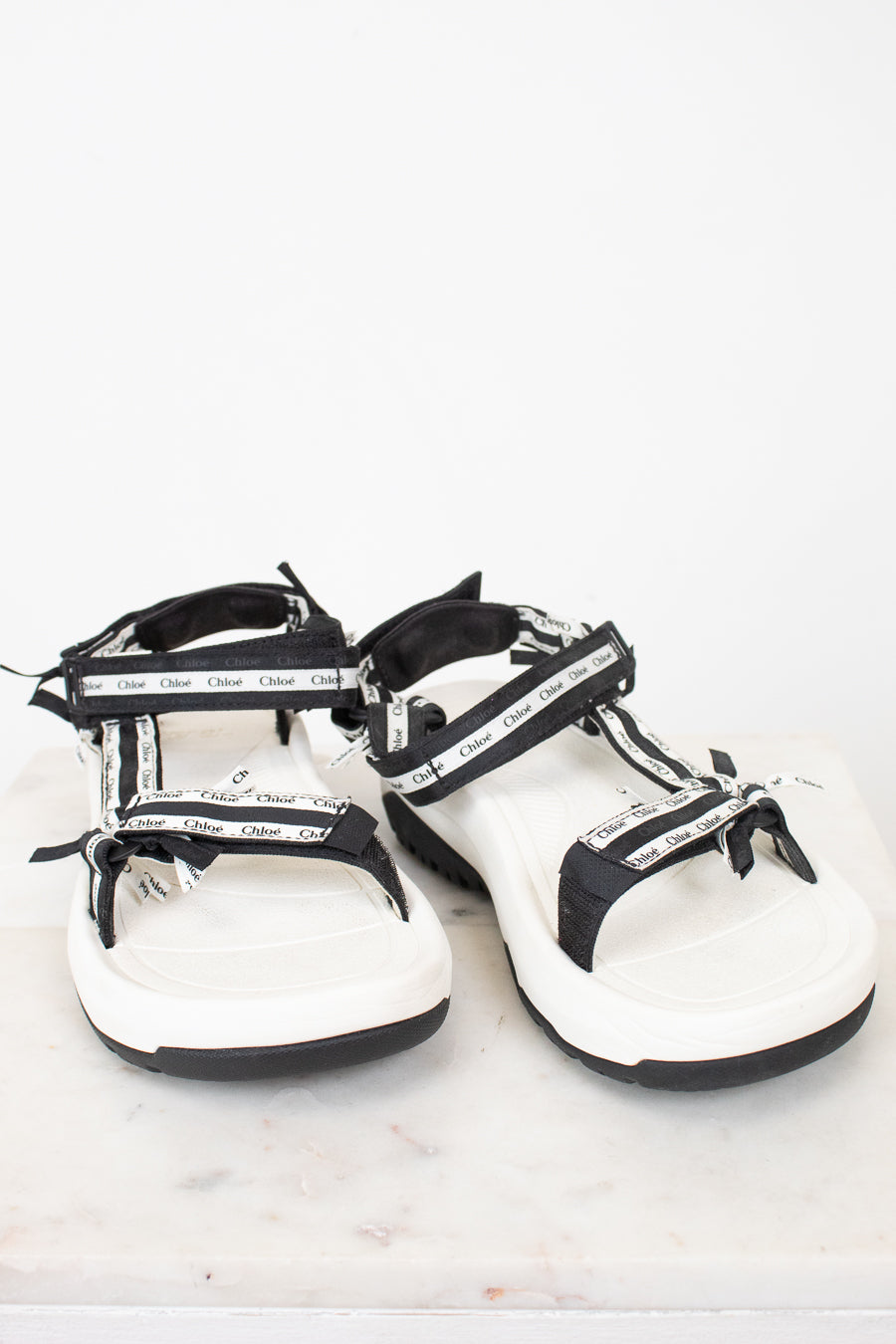 Black and white 'Chloe' sandals