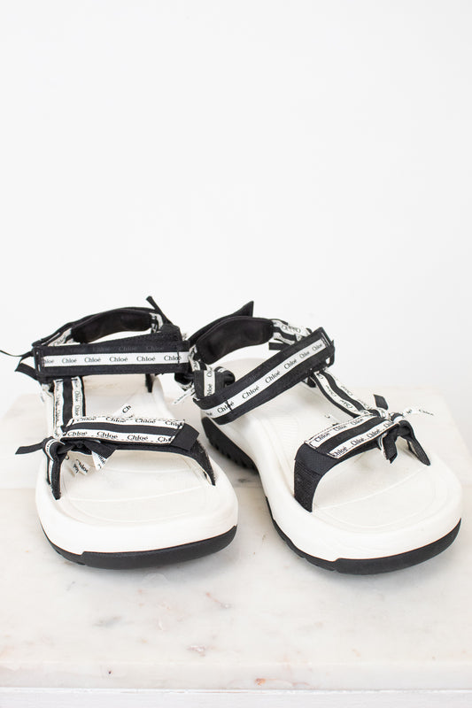 Black and white 'Chloe' sandals