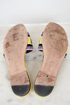 View of bottom soles of flat sandals