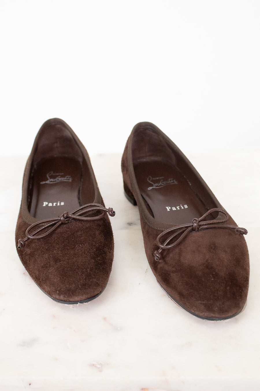 Brown suede ballet flats