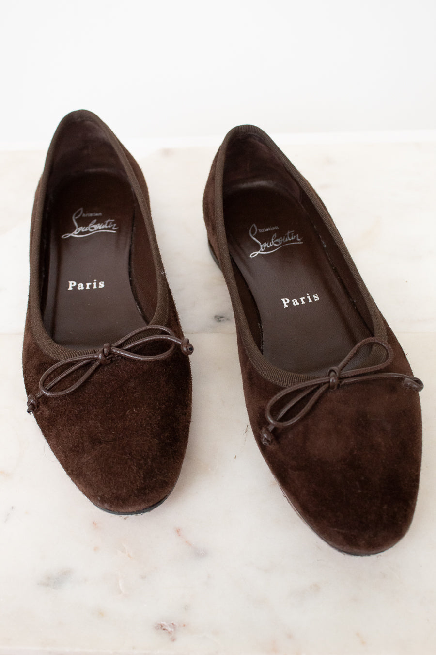 Brown suede ballet flats