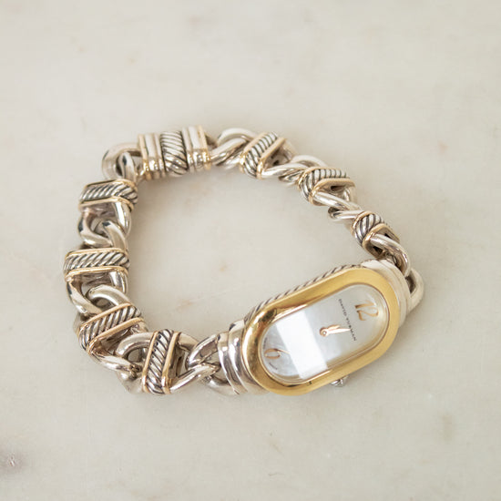 Gold and silver 'David Yurman' Watch with intricate band design