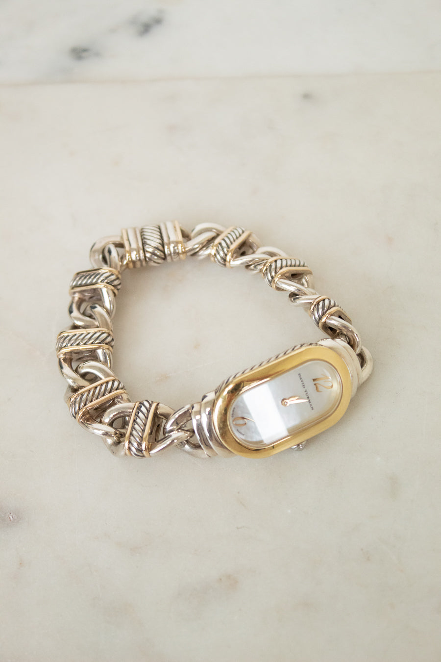 Gold and silver 'David Yurman' Watch with intricate band design