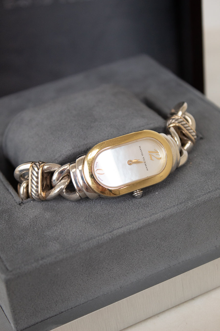 Gold and silver 'David Yurman' Watch in box