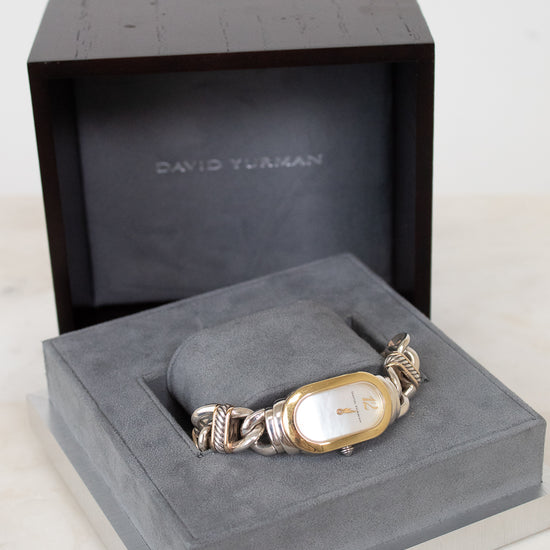 Gold and silver 'David Yurman' Watch with box visible
