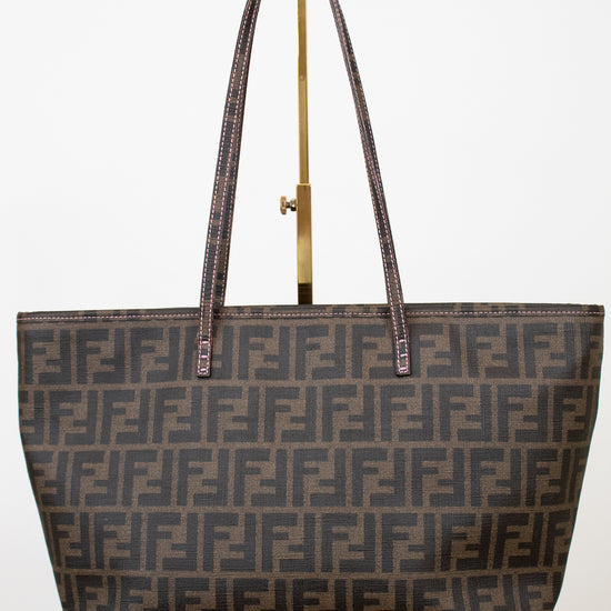 Fendi handbag with a prominent FF logo on a white background