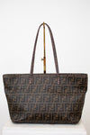 Fendi handbag with a prominent FF logo on a white background