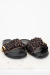 Pair of sandals with zucca print straps on a white background