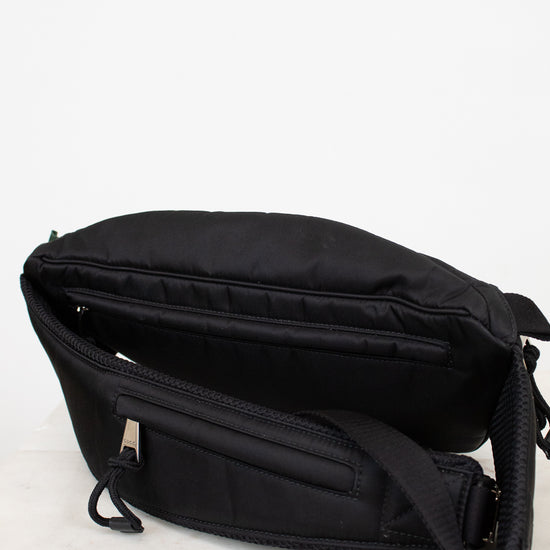 Black waist bag on a white background