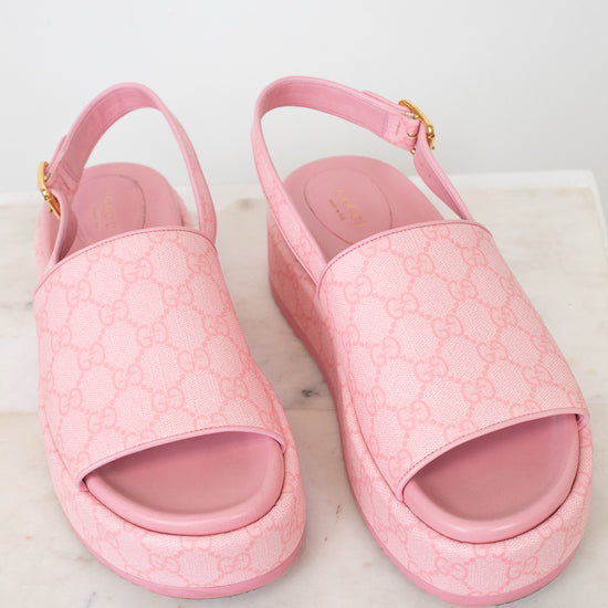 Pink Monogram Platform Sandals
