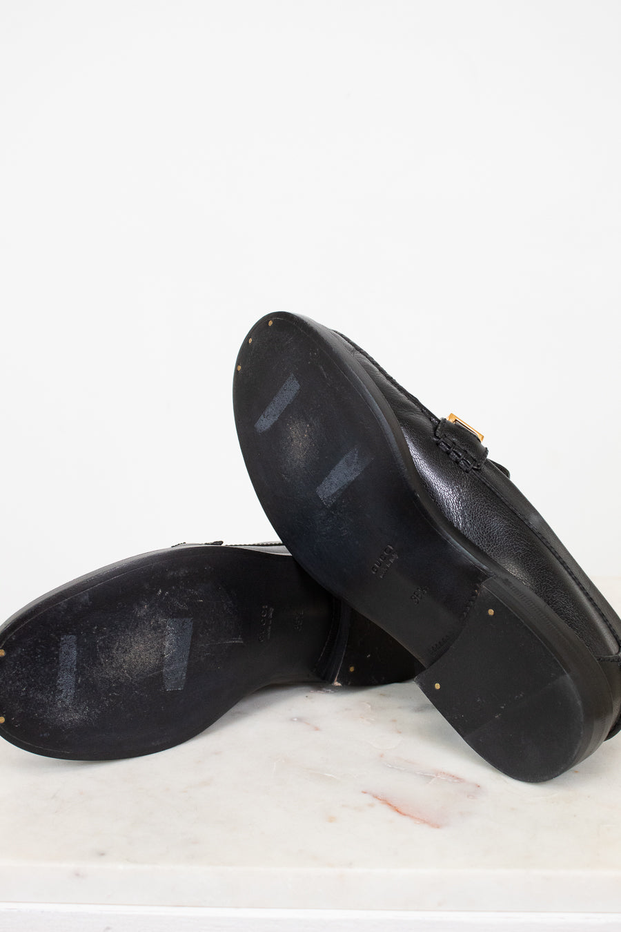 Black shoes on a white background