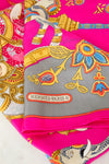 Hermes-Paris scarf with colorful patterns and brand logo on a white background