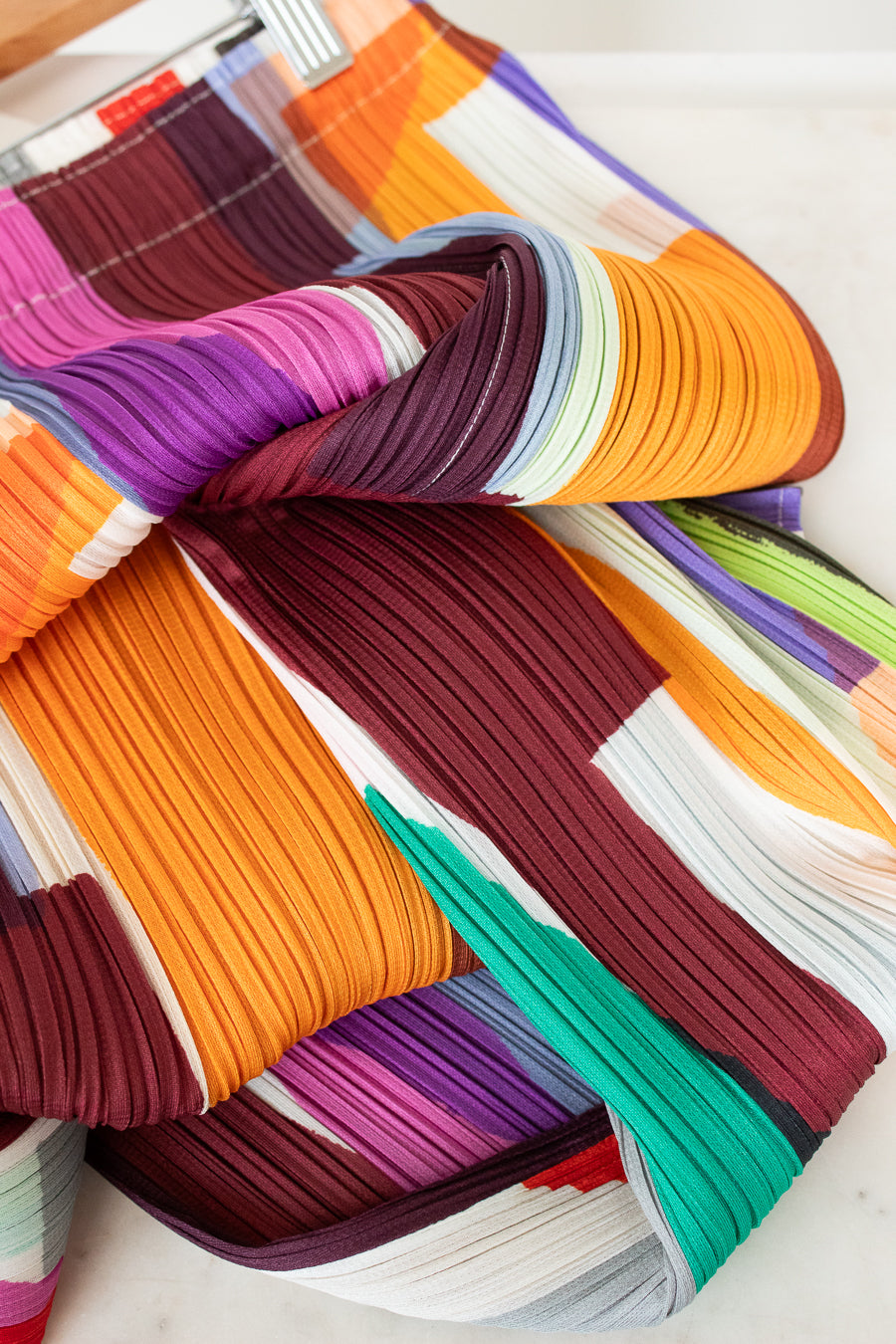 Colorful ribbons in various patterns and colors on a white background