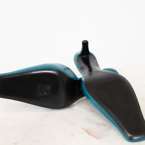 Black soles on shoes on a white background