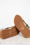 Pair of shoes with textured soles on a light background