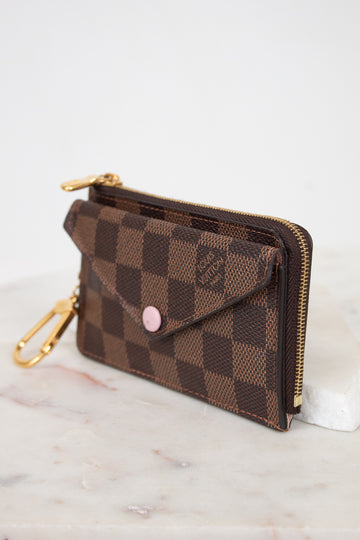 Louis Vuitton Damier Ebene Recto Verso Rose Ballerine Card Holder