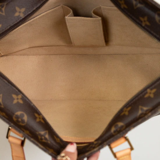 Inside of tote monogram tote on white background