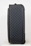 Black checkered suitcase on a white background