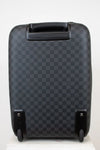 Black checkered suitcase on a white background